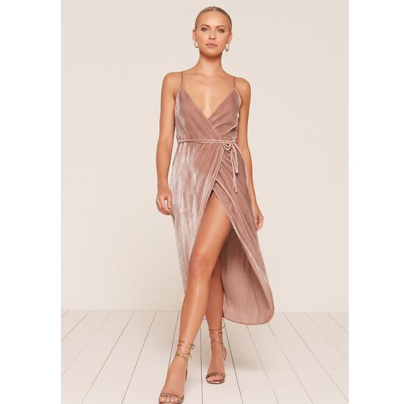 Reformation Anoush Velvet Midi Dress Medium Pink NWT - Picture 1 of 14